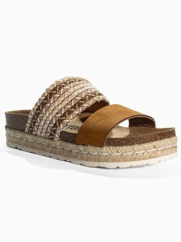 BAYTON Leren slippers "Cadix" lichtbruin