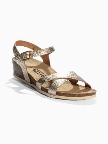BAYTON Leder-Keilsandaletten "Canberra" in Beige