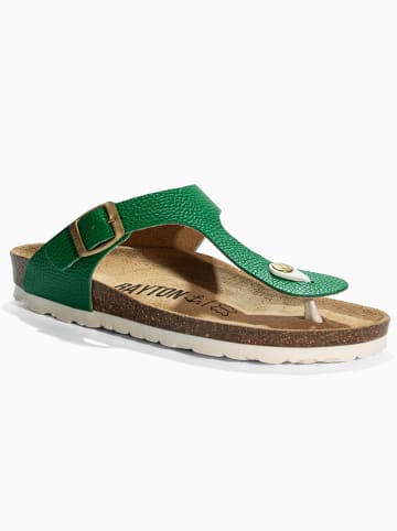 BAYTON Leren teenslippers "Mercure" groen