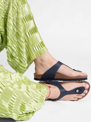 BAYTON Leren teenslippers "Mercure" donkerblauw