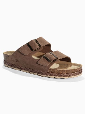 BAYTON Leren slippers "Benalla" bruin