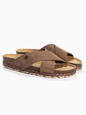 BAYTON Leren slippers "Burgos" lichtbruin