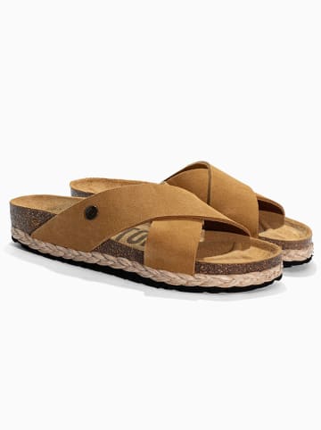 BAYTON Leren slippers "Burgos" lichtbruin