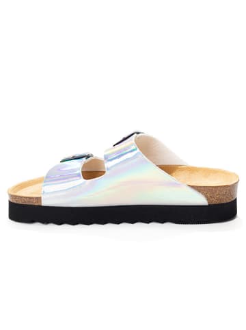 BAYTON Leren slippers "Atlas" zilverkleurig/meerkleurig