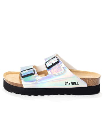 BAYTON Leder-Pantoletten "Atlas" in Silber/ Bunt
