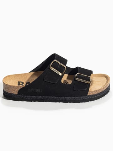 BAYTON Leren slippers "Benalla" zwart