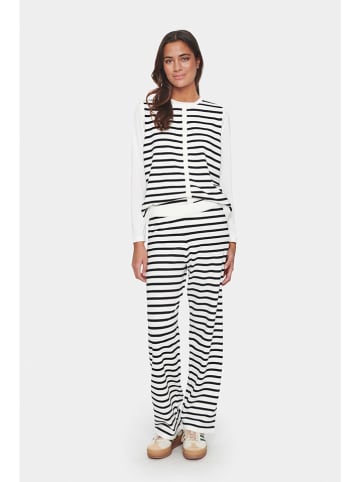 SAINT TROPEZ Stoffhose in Weiß/ Schwarz