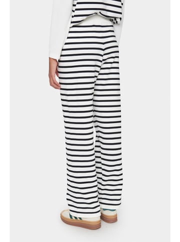 SAINT TROPEZ Stoffhose in Weiß/ Schwarz