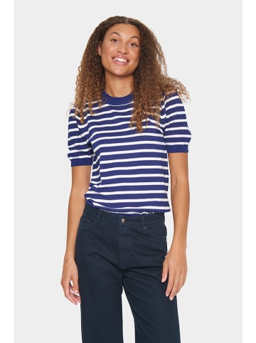SAINT TROPEZ Pullover in Dunkelblau/ Weiß