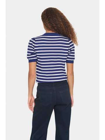 SAINT TROPEZ Pullover in Dunkelblau/ Weiß
