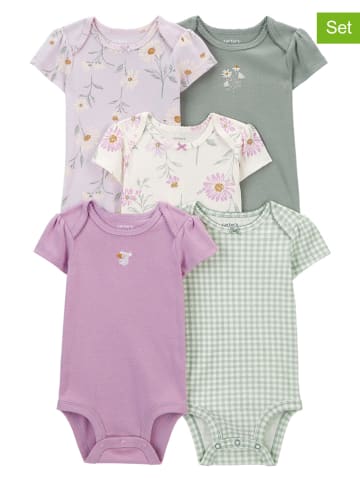 carter's 5er Set: Bodys in Grün/ Lila