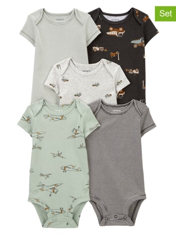carter's 5er Set: Bodys in Grau/ Anthrazit/ Grün
