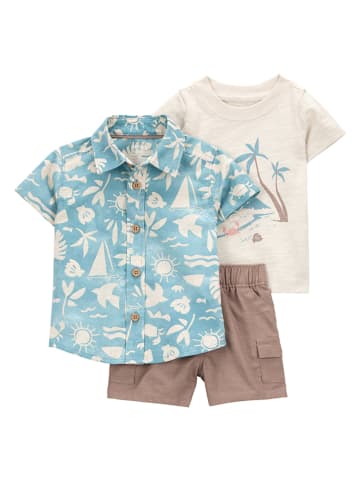 carter's 3-delige outfit lichtblauw/crème/lichtbruin
