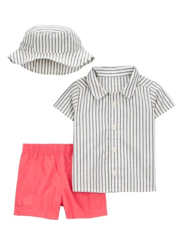 carter's 3tlg. Outfit in Weiß/ Dunkelblau/ Koralle