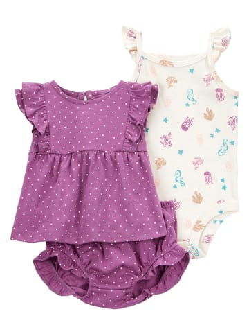 carter's 3tlg. Outfit in Violett/ Creme/ Bunt