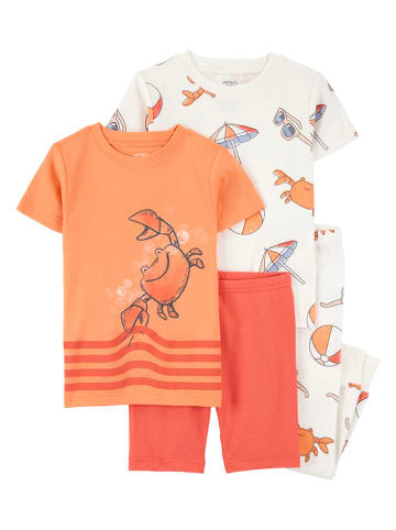 carter's 2er-Set: Pyjamas in Orange/ Weiß
