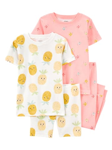 carter's 2er-Set: Pyjamas in Weiß/ Orange/ Rosa