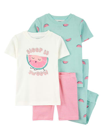 carter's 2er-Set: Pyjamas in Rosa/ Weiß/ Türkis