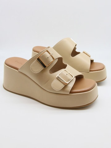 Bellucci Keil-Pantoletten in Beige