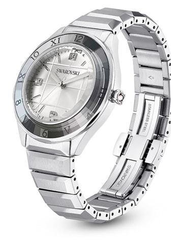 Swarovski Zegarek kwarcowy w kolorze srebrno-antracytowo-białym