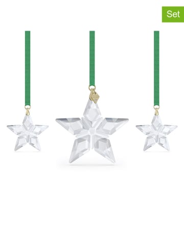 Swarovski 3er-Set: Kristallsterne in Transparent/ Grün