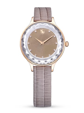 Swarovski Quarzuhr in Grau/  Rosévegold/ Hellbraun
