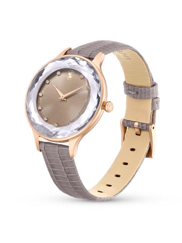 Swarovski Quarzuhr in Grau/  Rosévegold/ Hellbraun