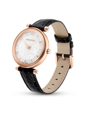 Swarovski Zegarek kwarcowy w kolorze różowozłoto-czarno-białym