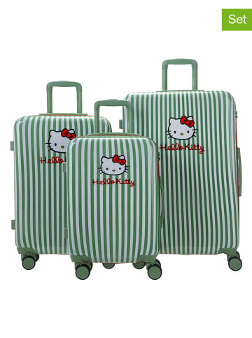Hello Kitty 3tlg. Hardcase-Trolleyset in Grün/ Weiß