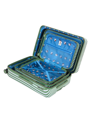 Hello Kitty 3-delige hardcase-trolleyset groen/wit