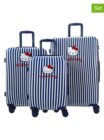Hello Kitty 3tlg. Hardcase-Trolleyset in Dunkelblau/ Weiß