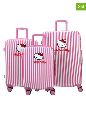 Hello Kitty 3-delige hardcase-trolleyset roze/wit