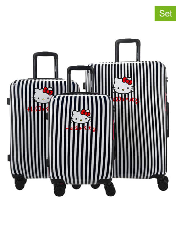 Hello Kitty 3tlg. Hardcase-Trolleyset in Schwarz/ Weiß