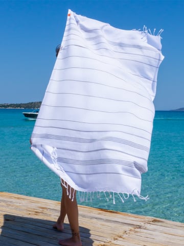 Hammam Hamamdoek wit/lichtgrijs - (L)180 x (B)100 cm