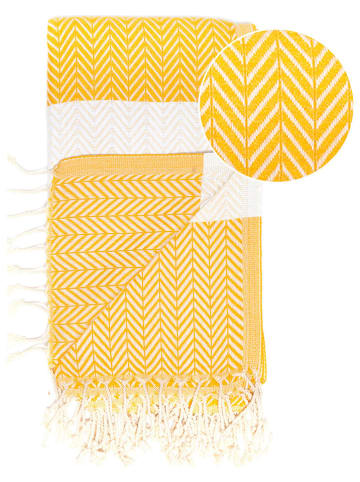 Towel to Go Hamamtuch "Balik" in Gelb/ Weiß - (L)180 x (B)100 cm