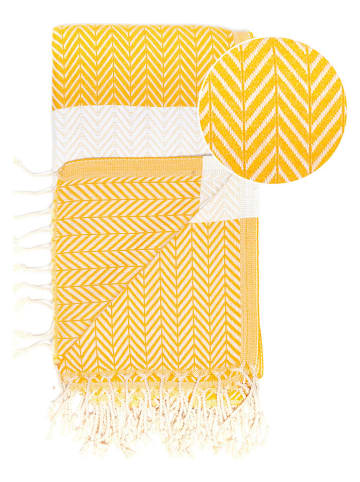Samimi Hamamdoek geel/wit - (L)180 x (B)100 cm