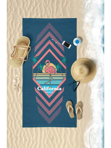 Samimi Strandlaken "California Flamingo" blauw/lichtroze - (L)150 x (B)75 cm