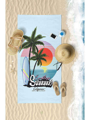 Samimi Strandtuch "Endless Summer" in Hellblau/ Rot/ Grün - (L)150 x (B)75 cm