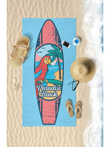 Samimi Strandtuch "Paradise Beach" in Hellblau/ Rot - (L)150 x (B)75 cm