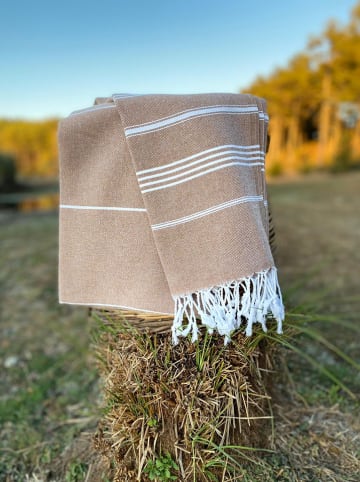 Towel to Go 2tlg. Set: "Wellness & Spa" in Hellbraun - (L)180 x (B)100 cm