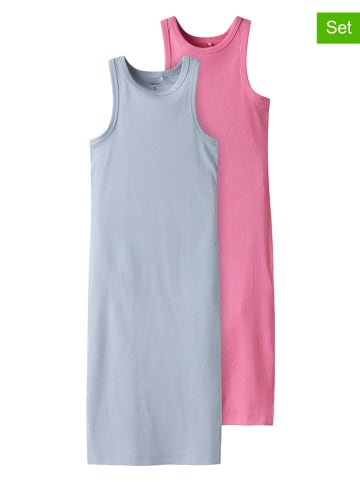 name it 2er Set: Kleider "Hellemie" in Hellblau/ Pink
