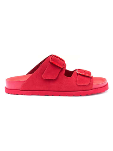 Mandel Leder-Pantoletten in Rot