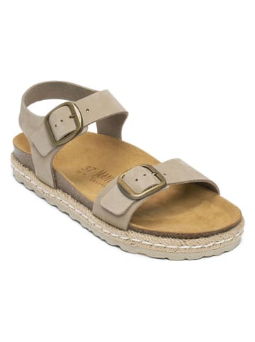 Mandel Leder-Sandalen in Beige/ Braun