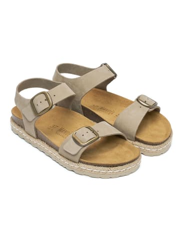 Mandel Leder-Sandalen in Beige/ Braun