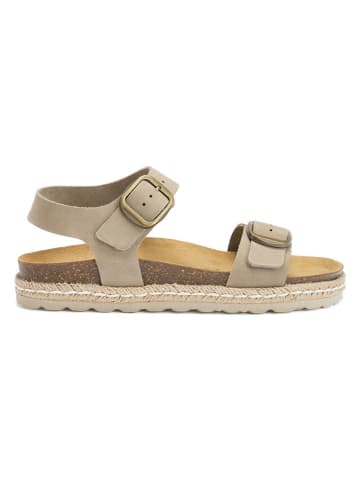 Mandel Leder-Sandalen in Beige/ Braun