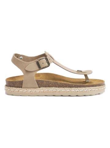 Mandel Leren teensandalen beige/bruin