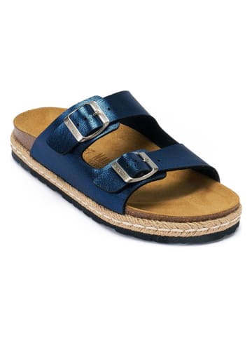 Mandel Pantoletten in Blau