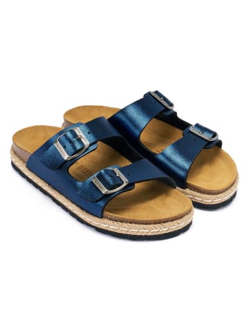 Mandel Pantoletten in Blau