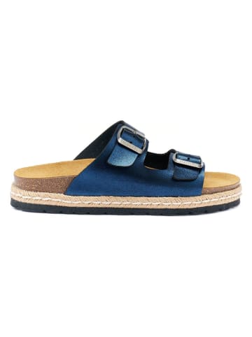 Mandel Pantoletten in Blau