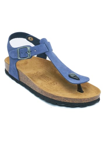 Mandel Leder-Zehensandalen in Blau
